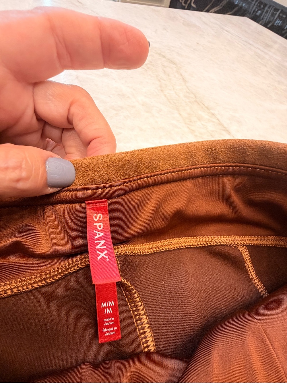 SPANX Brown Suede-Look Leggings - Picture 3 of 3